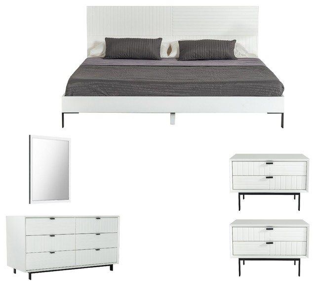 Nova Domus Valencia Contemporary White Bedroom Set, Queen