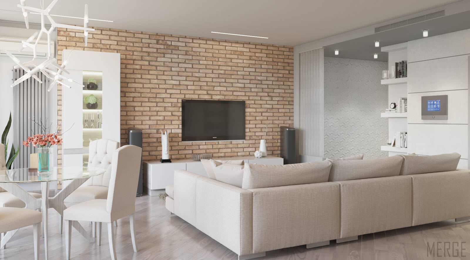 Минималистичная двухкомнатная квартира с видом на ЖД вокзал в Одессе 80м²