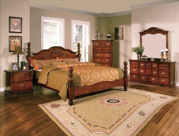 Crown Mark - 5-PC Coventry Traditional Dark Pine Queen Bedroom Sets - 59B5950-Q-