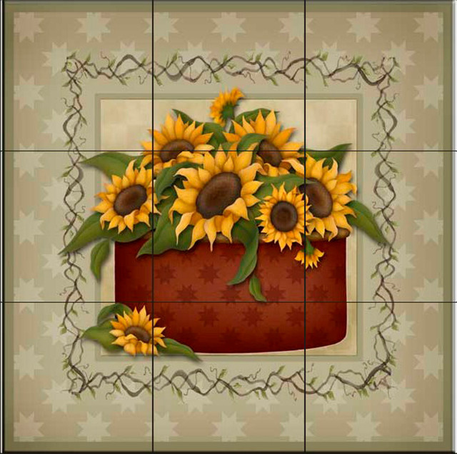 sunflower backsplash for kitchen