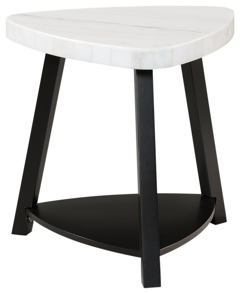 Picket House Lena White Marble Top End Table Transitional Side