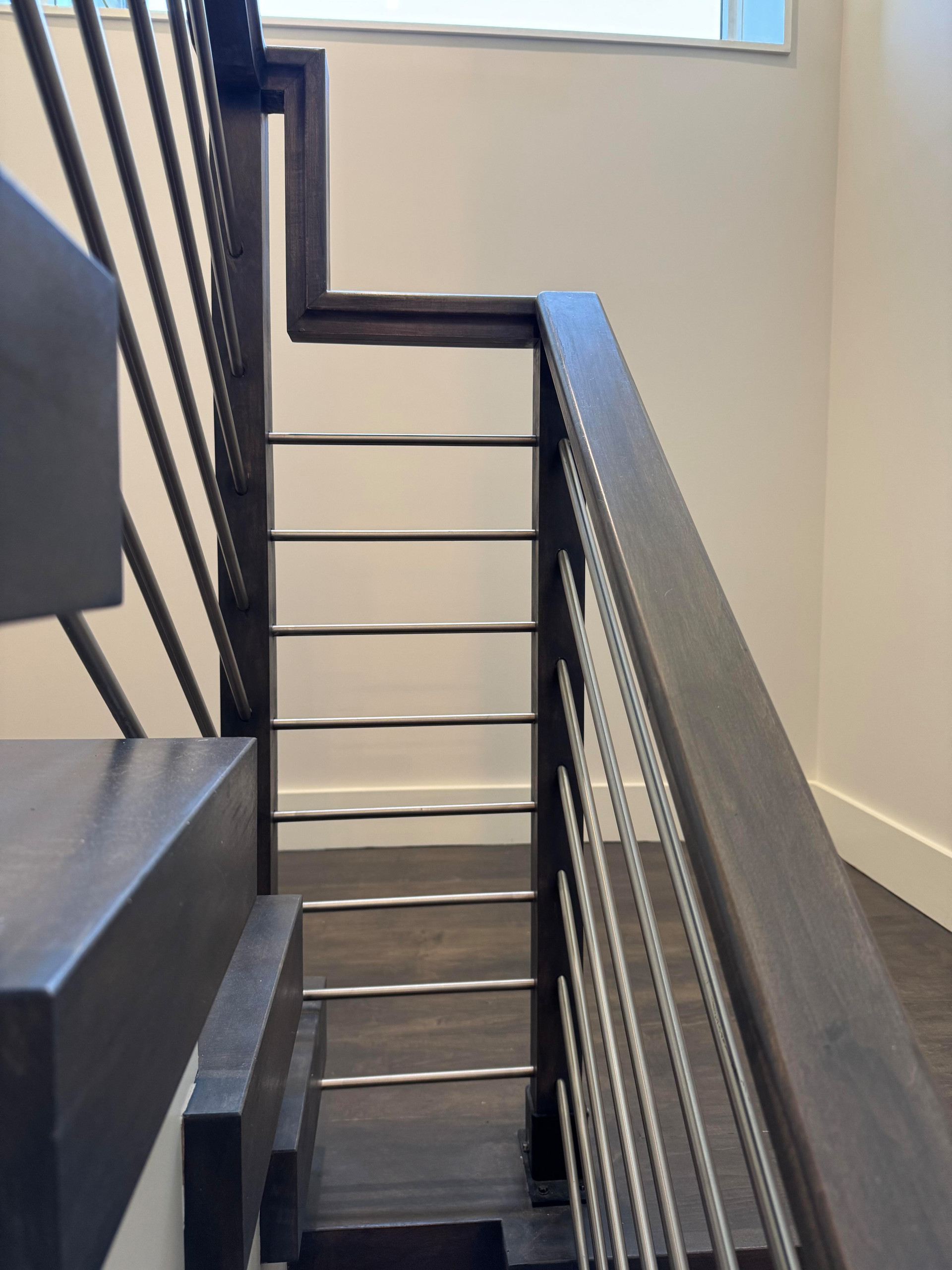 137_Transitional Maple Staircase with Stainless Steel Rail, Clifton, VA 2014