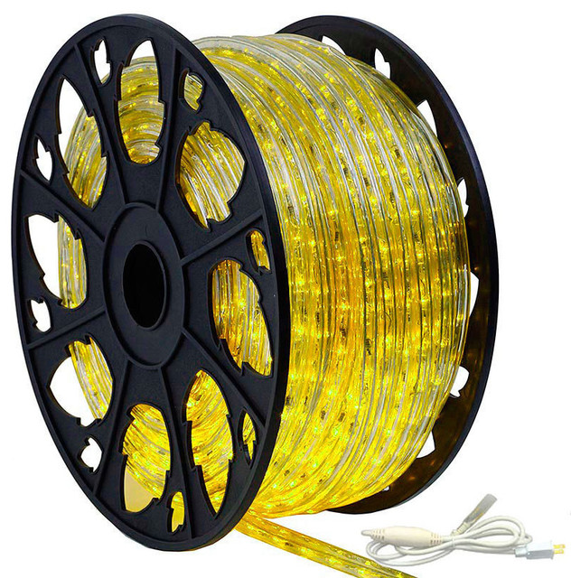 120V Dimmable LED Yellow Rope Light 150' Kit Modern Outdoor Rope
