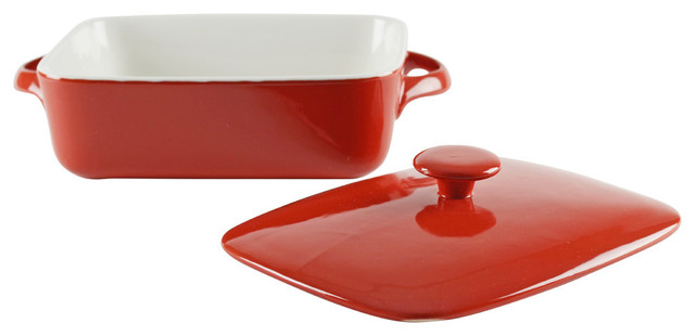 9" Sienna Red Rectangular Bakeware With Lid