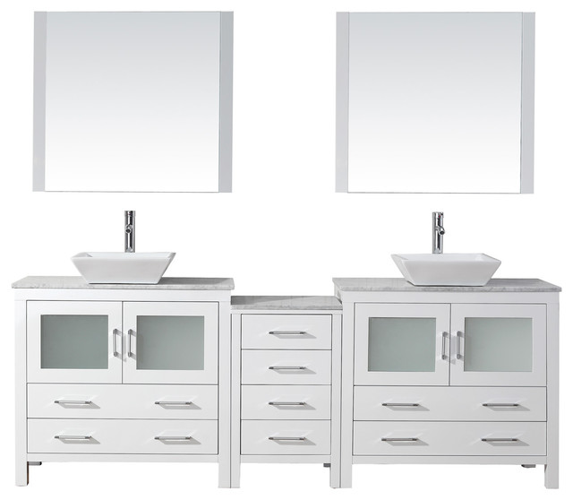 Virtu Dior 78 Double Bathroom Vanity White With Faucet And