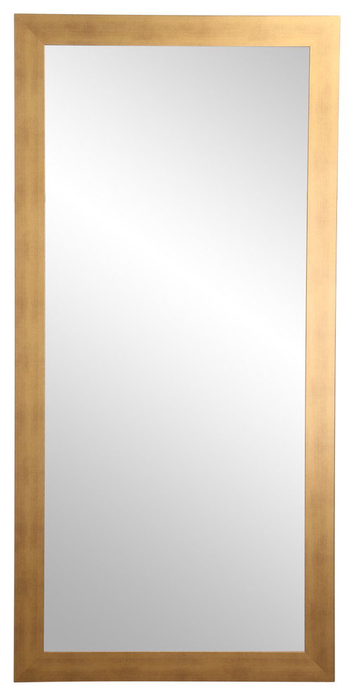 BrandtWorks 32"x66" Brushed Gold Floor Mirror Contemporary Floor