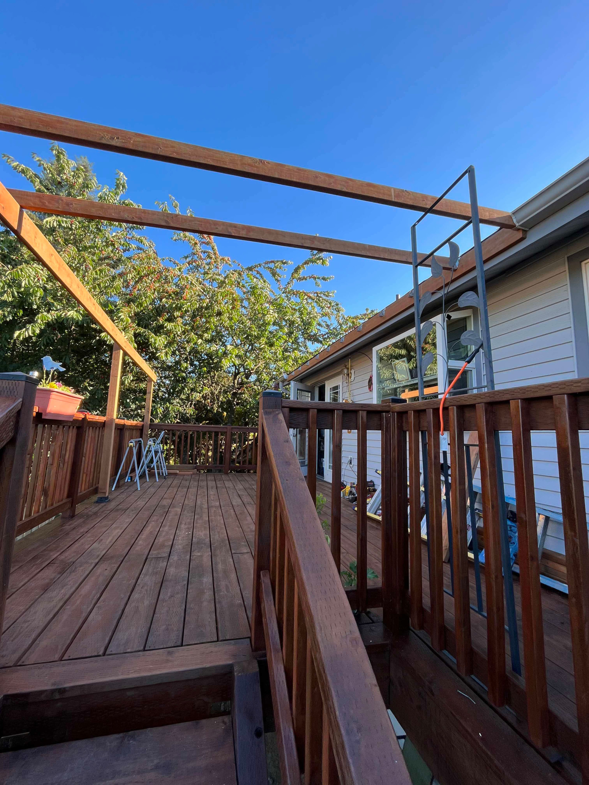 Deck Reconstruction, Stain & Roof Build