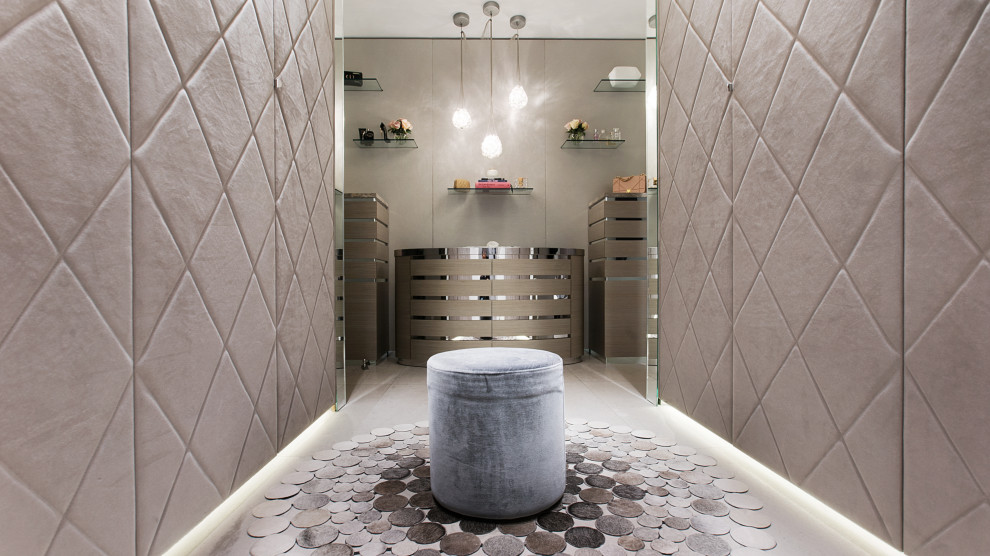 Gender-neutral walk-in wardrobe in Sydney.