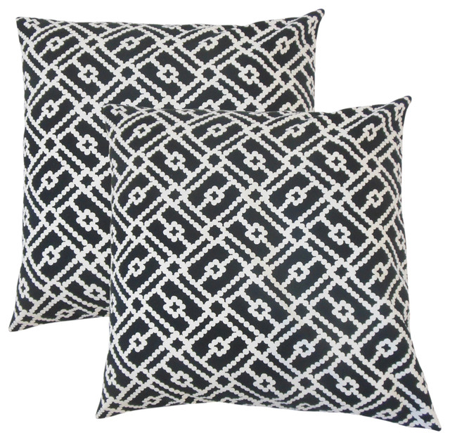 Sileny Geometric Throw Pillows Black Set Of 2 Contemporary