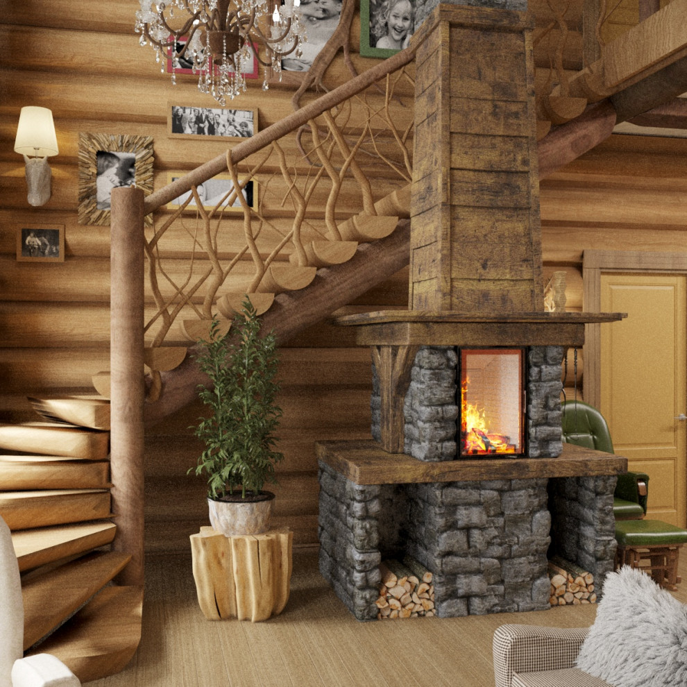 Деревянный дом из дикого бревна