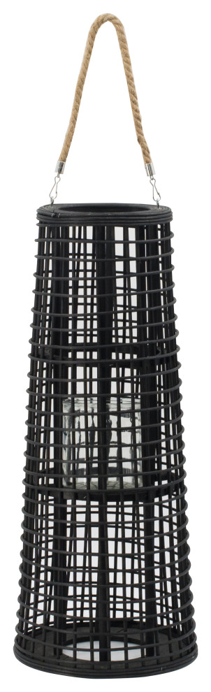 Rattan Tapered Candle Lantern w/ Handle D10x25"