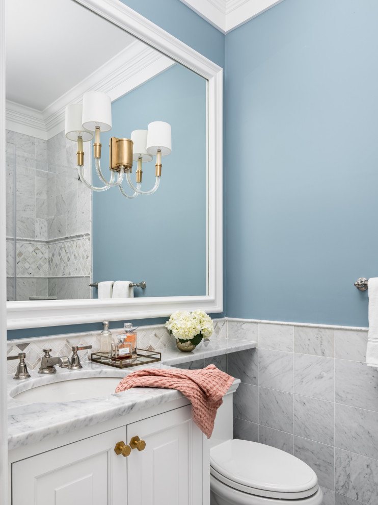 Transitional powder room photo in Baltimore