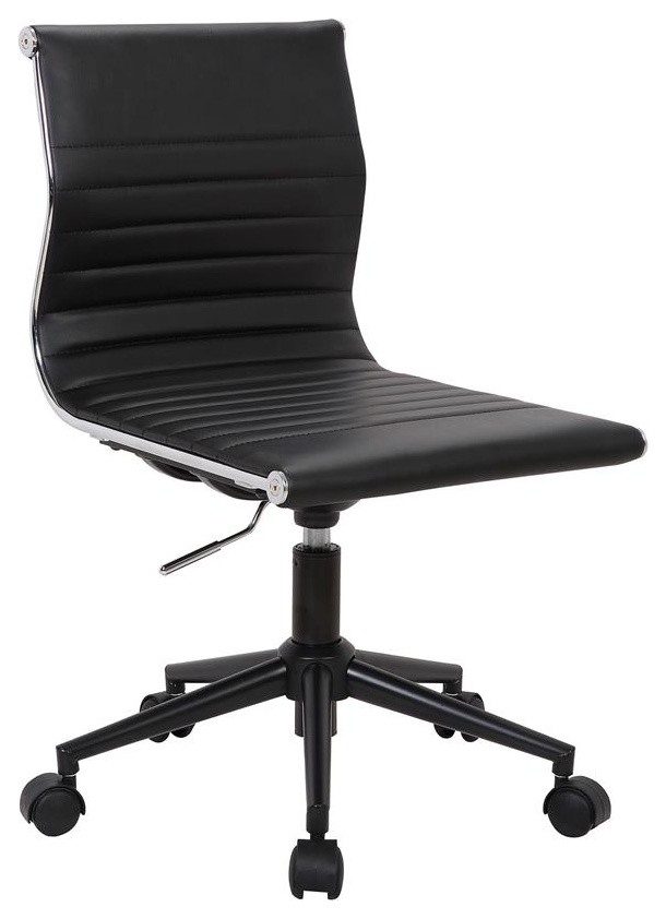 Lumisource Masters Industrial Task Chair, Black Base and Black Faux Leather