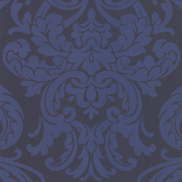 Alimos Navy Damask Wallpaper, Sample - Traditional - Wallpaper - By 