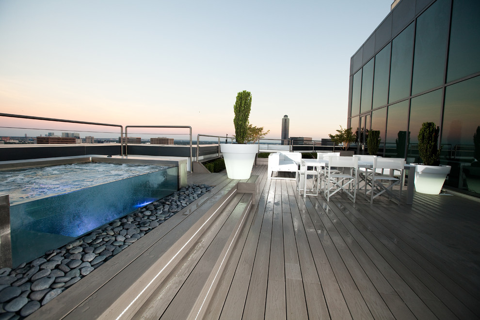 Contemporary rooftop deck in Houston.
