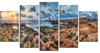 "Blue Sky over Rough Rocky Coast" Metal Wall Art - Beach Style - Metal