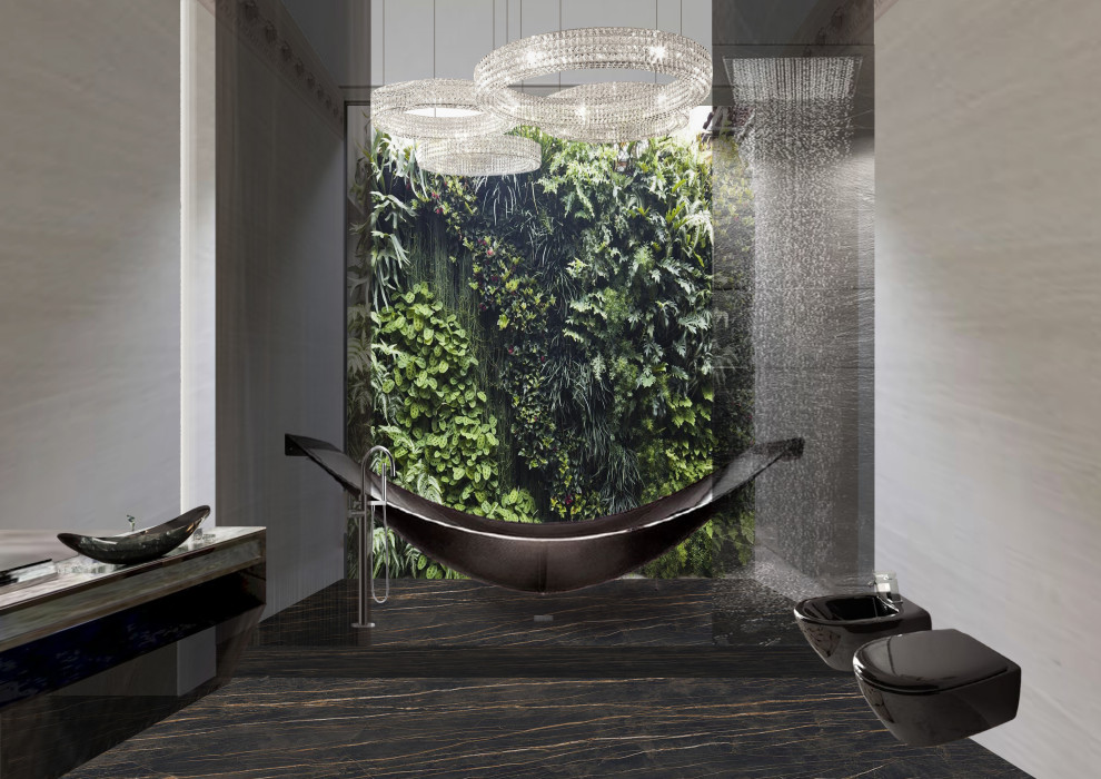 Вариант оформления в ванной комнаты.