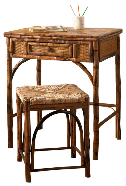 Bamboo Writing Desk With Stool Tropical Desks And Hutches By