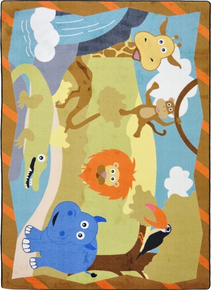 Kid Essentials Rug, Jungle Babies, 3'10"x5'4", 5'4"x7'8" Contemporary