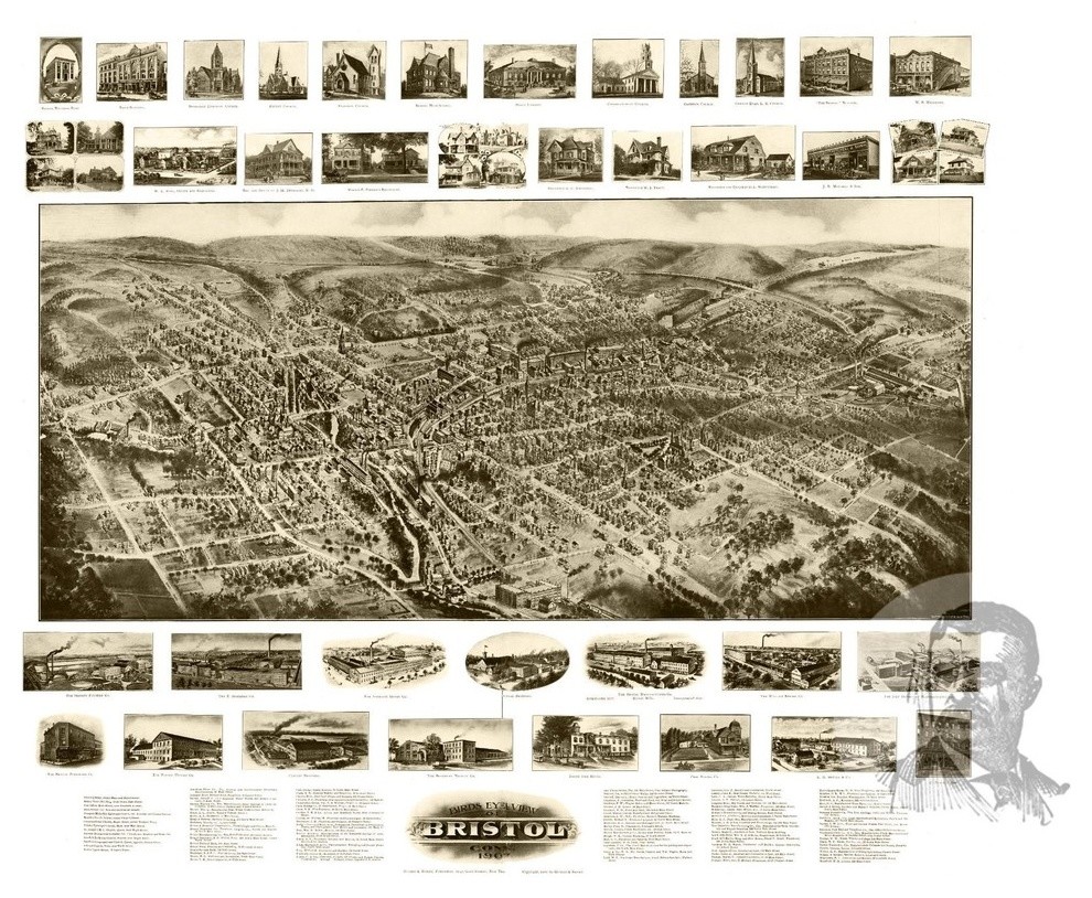 Old Map of Bristol Connecticut 1906, Vintage Map Art Print, 24"x36