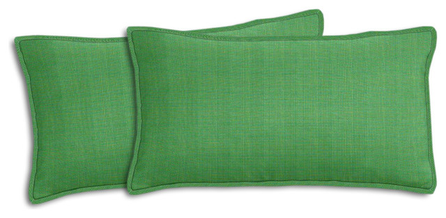 Sunbrella Volt Emerald Lumbar Pillow Set - Traditional - Outdoor Cushions And Pillows - by ...
