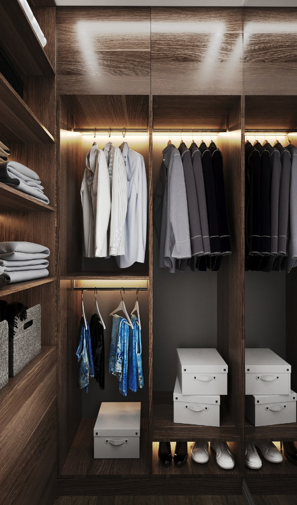 Гостевая спальня с санузлом и гардеробной в частном доме