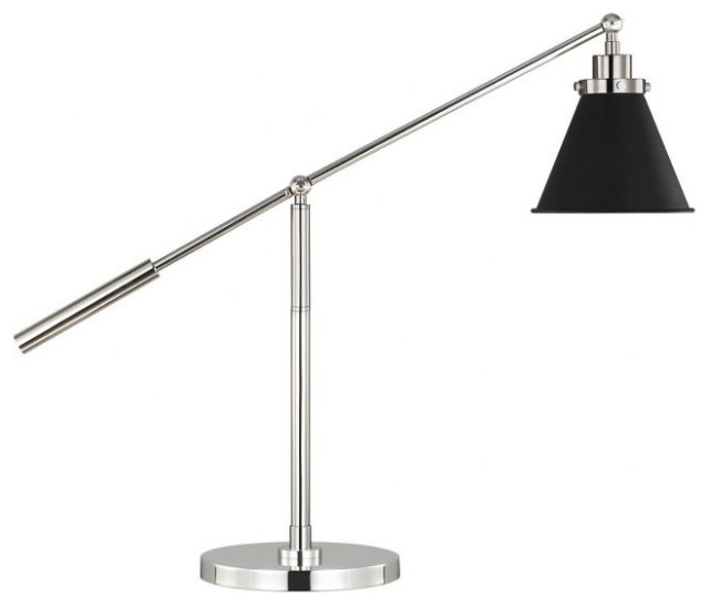 30.38 Inch 9.3W 1 LED Cone Desk Lamp Midnight Black Finish Burnished