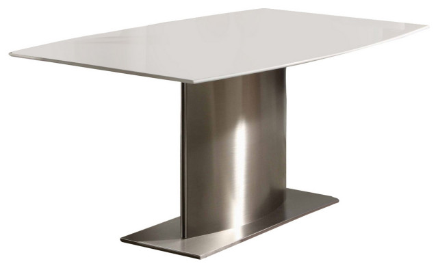 Benzara BM288132 Modern Dining Table With White Marble Top and Steel ...