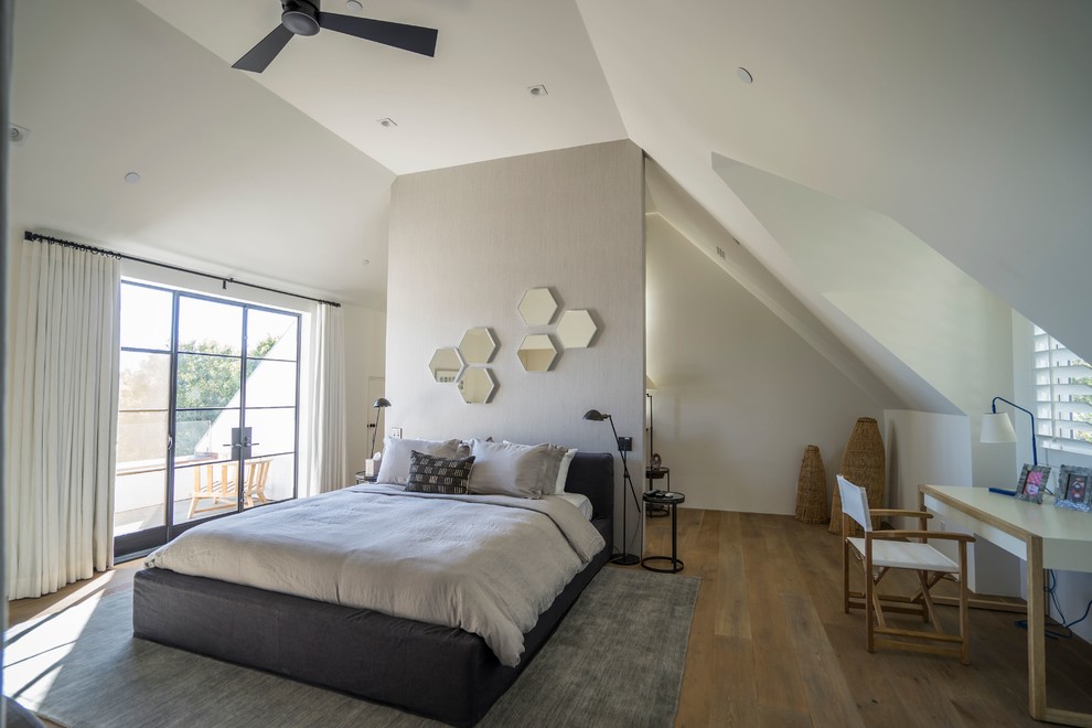 This is an example of a contemporary bedroom in Santa Barbara.