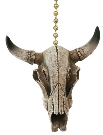 Western Steer Skull Cow Head Skeleton Resin Ceiling Fan Pull or Light Pull