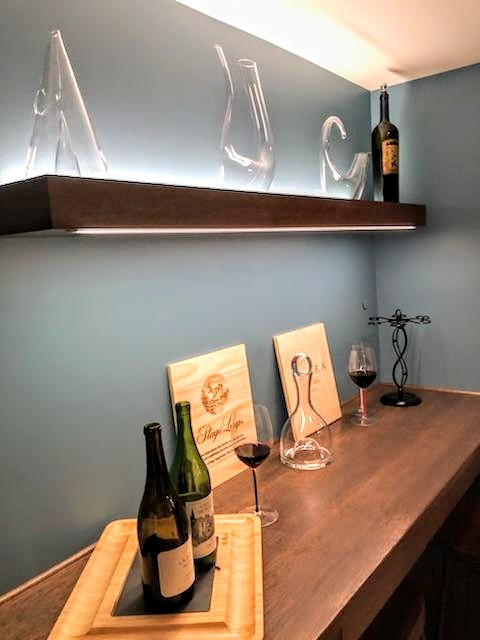 Ordinay Mud room converted into a beautiful custom wine tasting room.