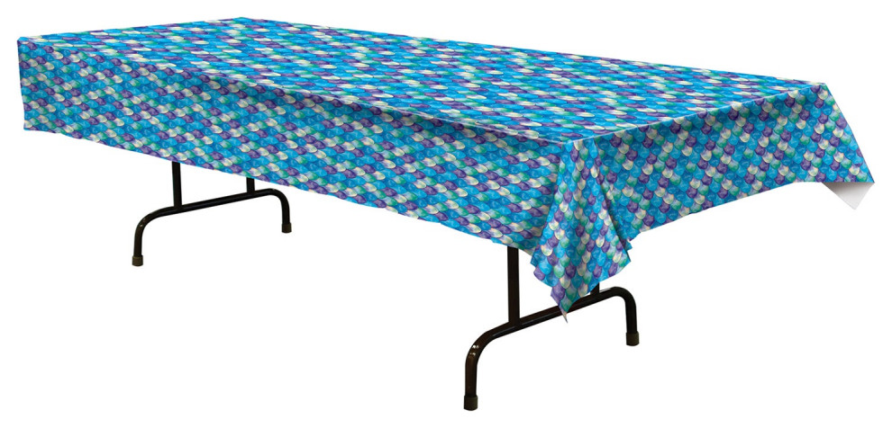 54" Blue and Green Mermaid Scales Table-Cover - 12ct