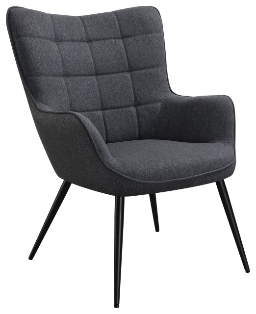 Isla Upholstered Flared Arms Accent Chair With Grid Tufted Accent Chair