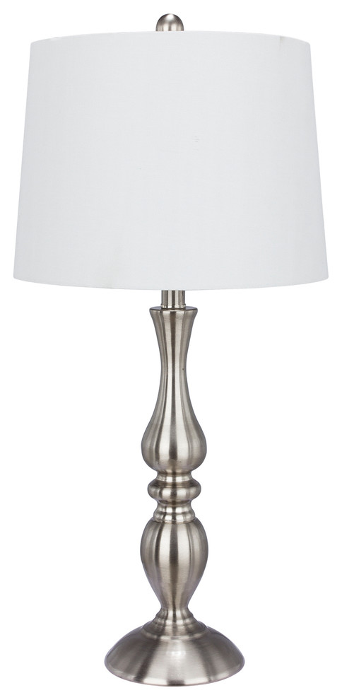 Fangio Lighting 27" Metal Table Lamp, Brushed Steel Finish