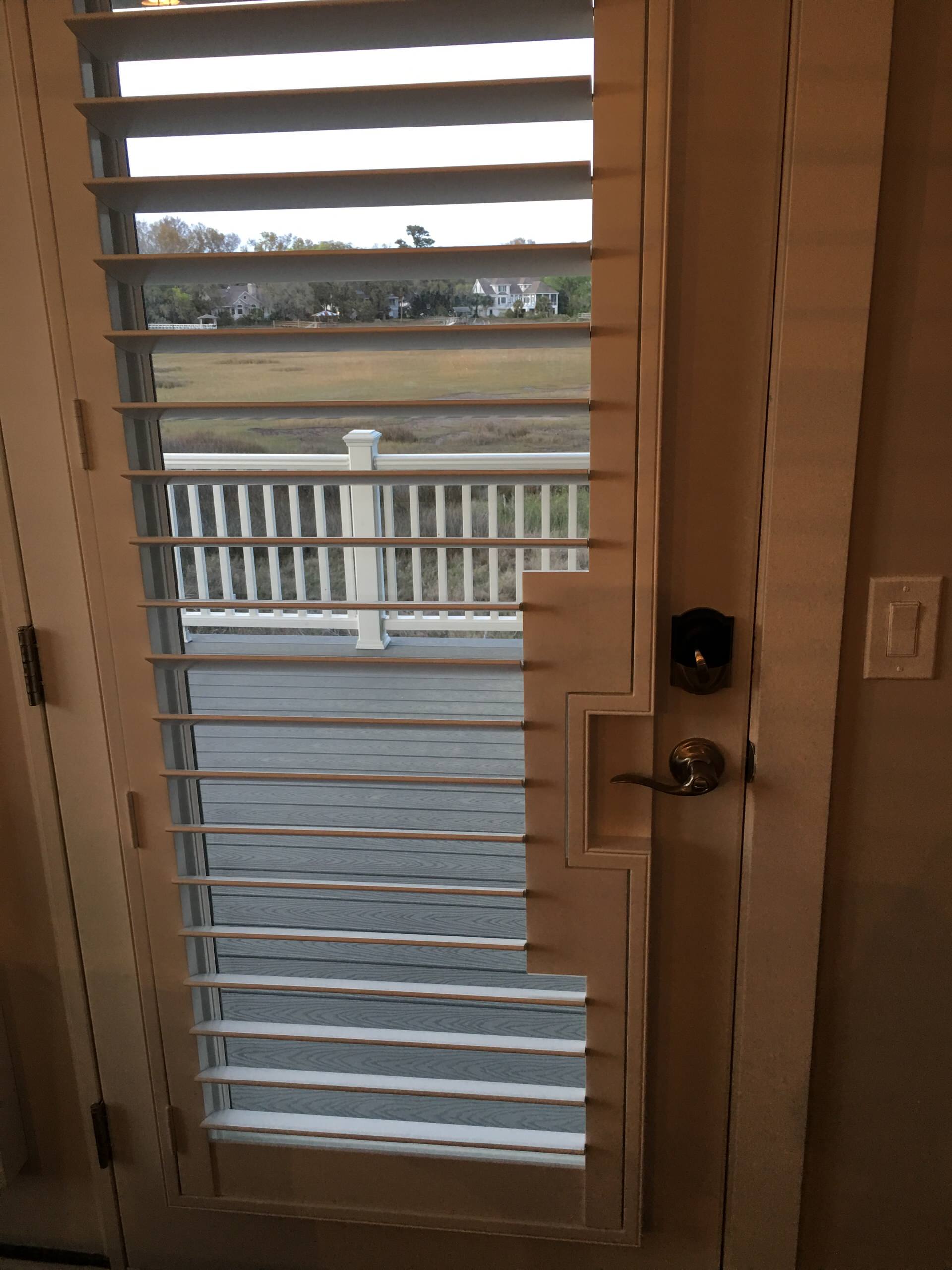 Plantation shutters on French doors