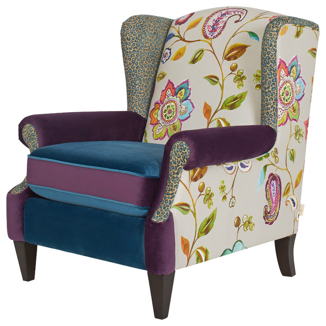 Anya Boho Chic Wingback Accent Arm, Wingback Arm Chair