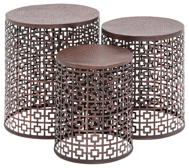 Squares Copper Metal Accent Tables Set Of 3 Transitional Side Squares Copper Metal Accent Tables Set Of 3