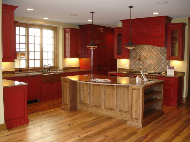 Rustic Red Kitchen Tropical Chicago By Custom Corners Llc Houzz Au