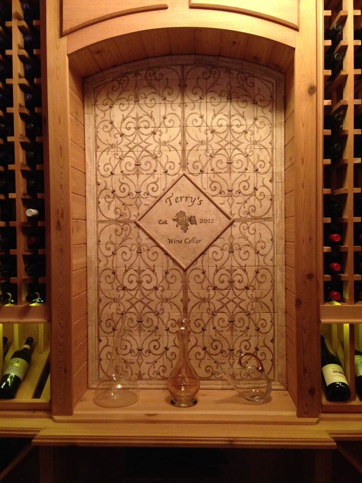 Wine cellar - rustic wine cellar idea in Kansas City
