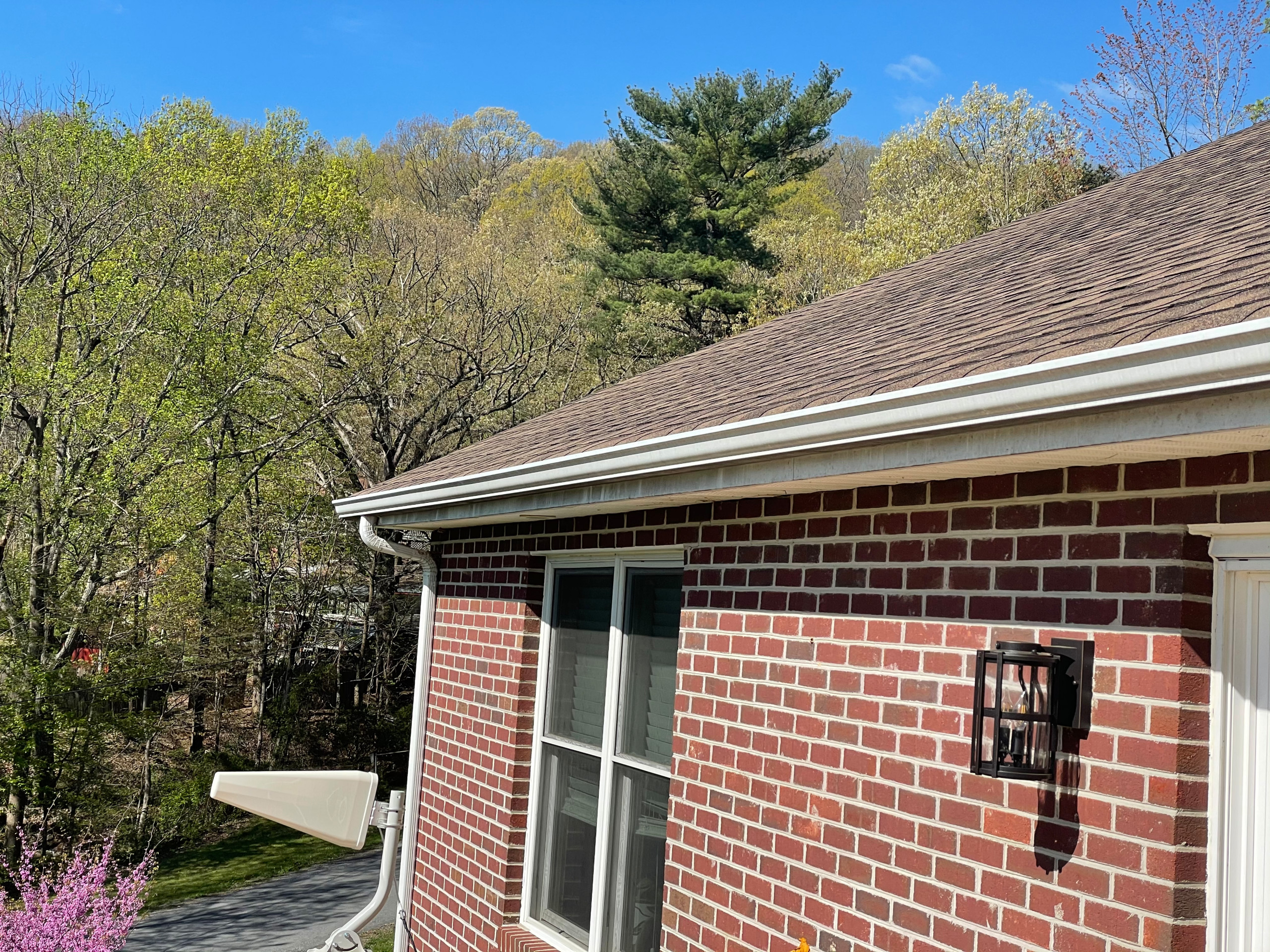 Deck stain and gutters power wash