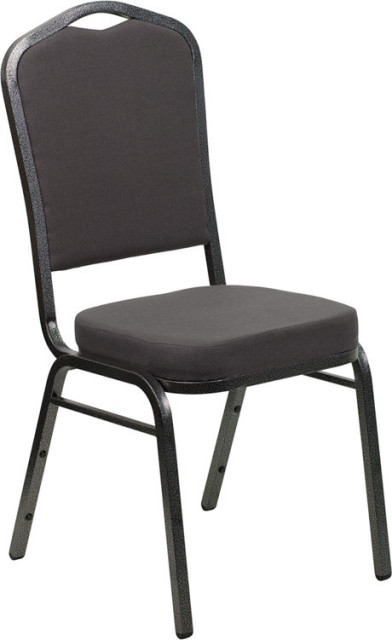 Hercules Series Crown Back Stacking Banquet Chair, Gray Fabric, Silver Vein