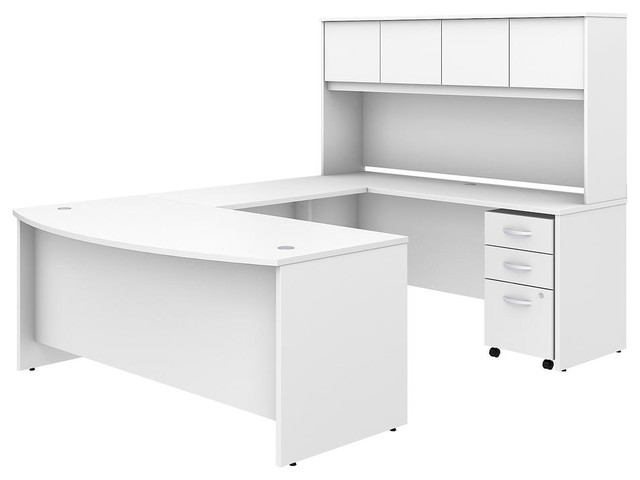 Studio C 72"x36" U Shaped Desk With Hutch and Mobile File Cabinet