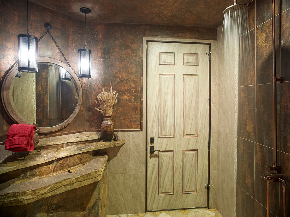 Inspiration for a rustic bathroom remodel in Denver
