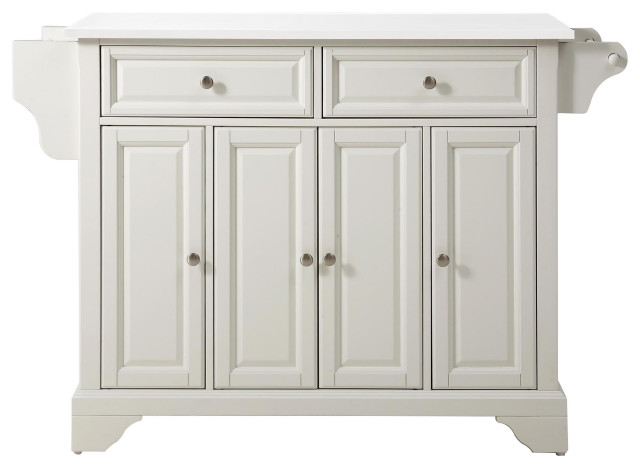 Lafayette Granite Top Full Size Kitchen Island Cart, White/White