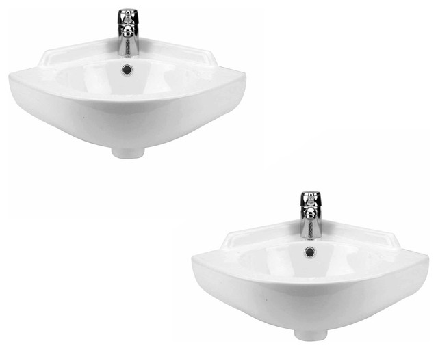 2 Small Corner Wall Mount Sink Bathroom Basin Soap Dishes Set Of