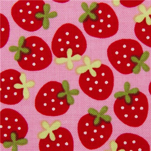 pink Riley Blake strawberry fabric from the USA