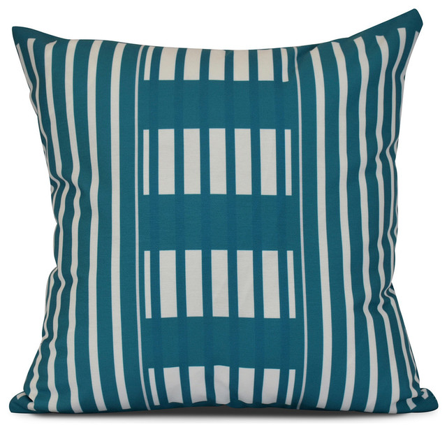Beach Blanket Stripe Print Outdoor Pillow Contemporary