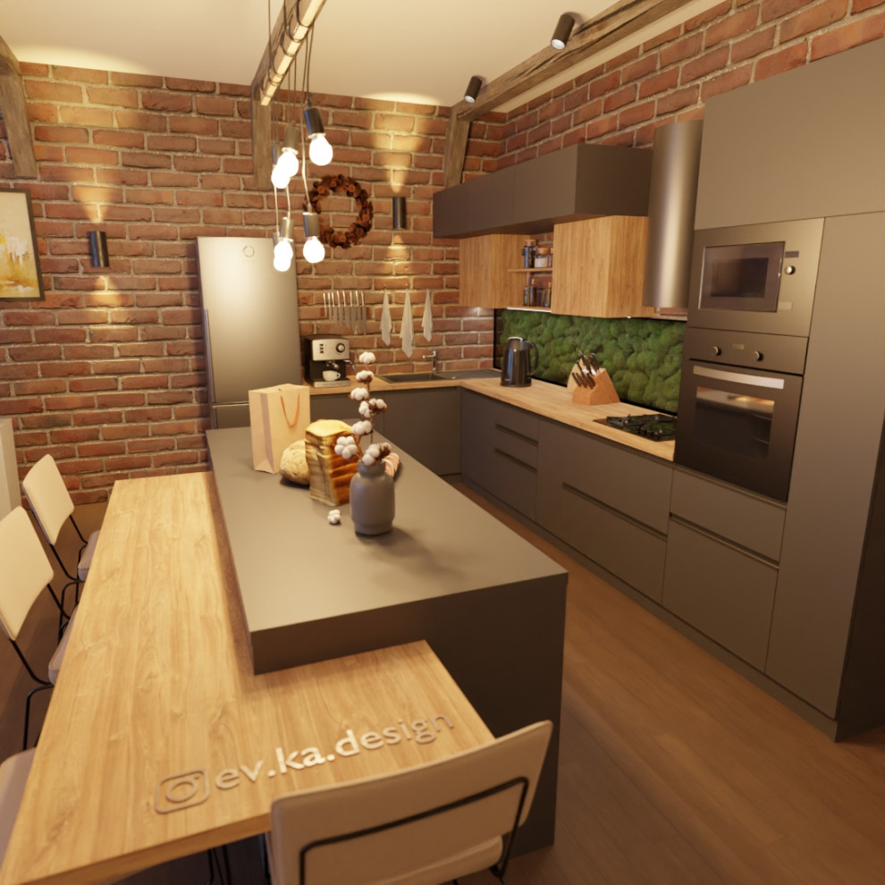 Кухня-гостинная в A-Frame доме