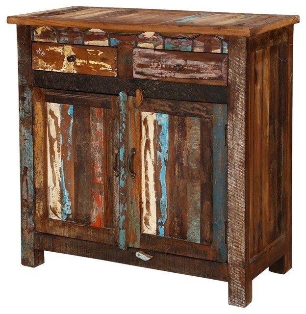 Alorton Rustic Colors Reclaimed Wood 2 Drawer Small Buffet Cabinet