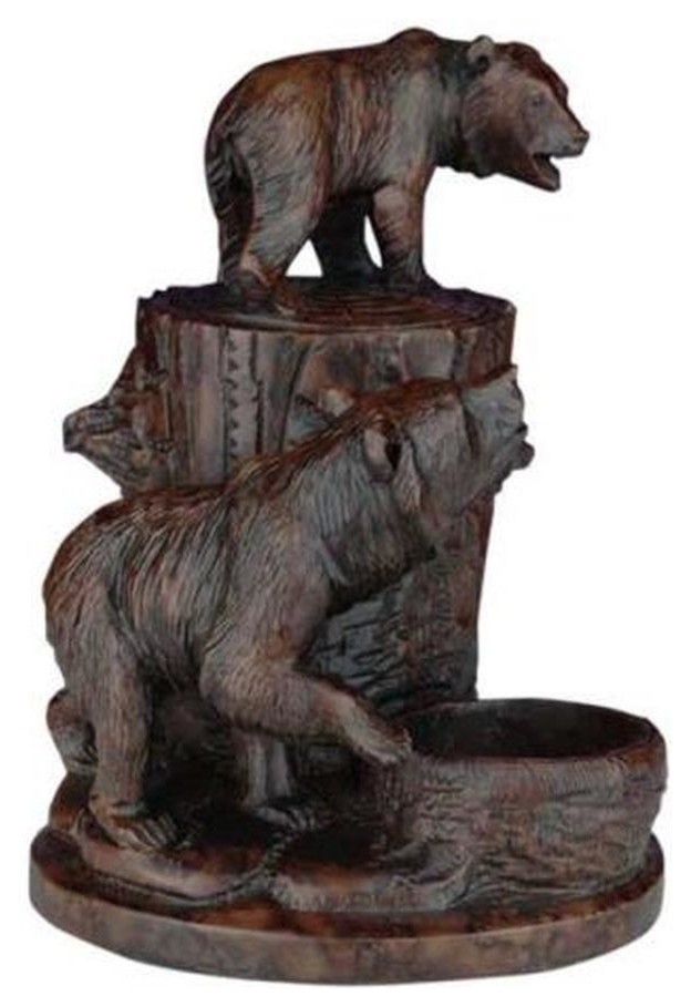 Box MOUNTAIN Lodge Climbing Bears in Forest Lidded Oxblood Red R